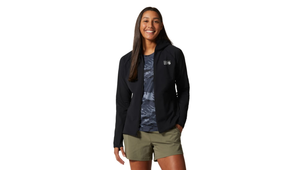 Mountain Hardwear Mountain Stretch Full Zip Hoody - Womens, Black, Large, 1982621010-Black-L
