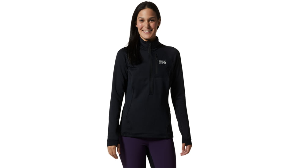 Mountain Hardwear Polartec Power Grid Half Zip Jacket - Women's, Black, Medium, 1985341010-M