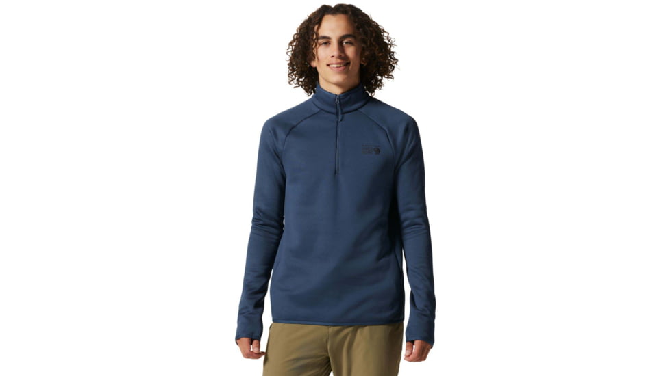 Mountain Hardwear Polartec Power Stretch 1/4 - Mens, Zinc, Medium, 1993431492-M