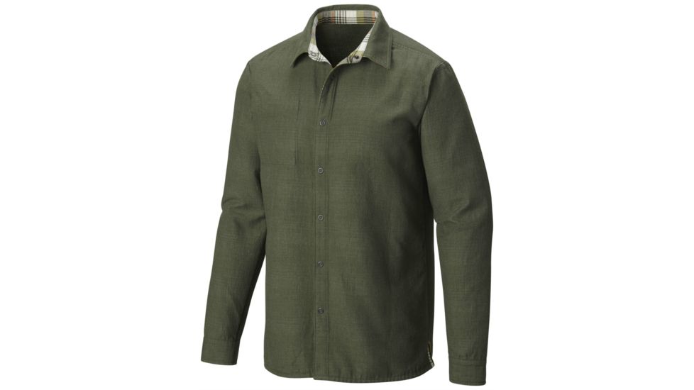 Mountain Hardwear Reversible Flannel Plaid Long Sleeve Shirt - Mens-Elm-Large
