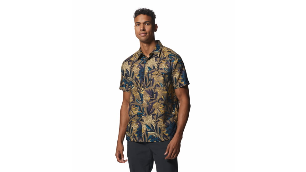 Mountain Hardwear Shade Lite Short Sleeve Shirt - Mens, Trail Dust Tropicali Print, Small, 1982371250-Tt-S