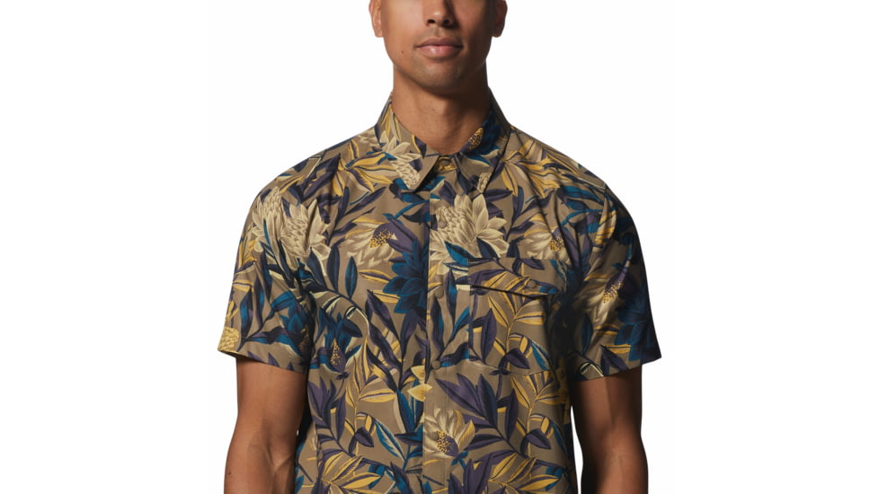Mountain Hardwear Shade Lite Short Sleeve Shirt - Mens, Trail Dust Tropicali Print, Small, 1982371250-Tt-S