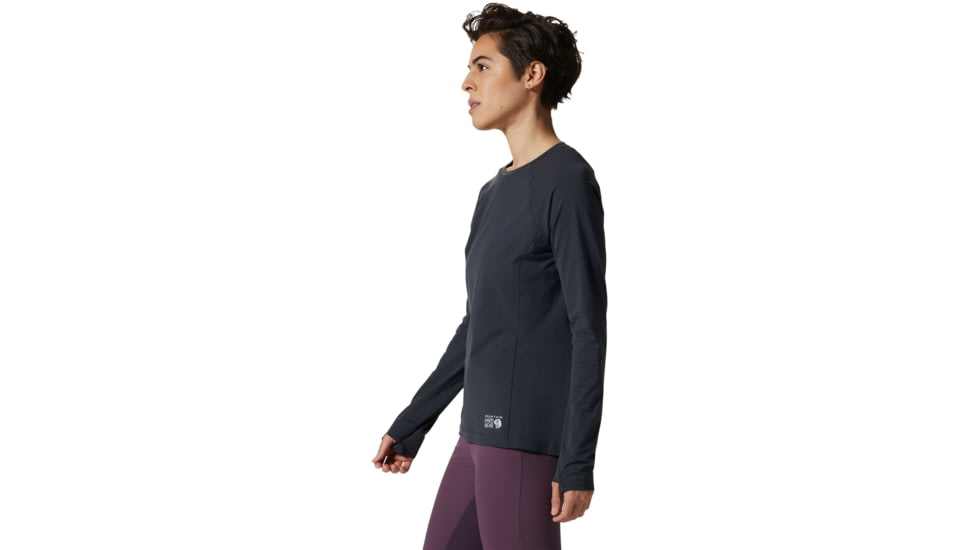 Mountain Hardwear Stretch Long Sleeve Crew Top - Womens, Black, Extra Large, 1942561090-XL