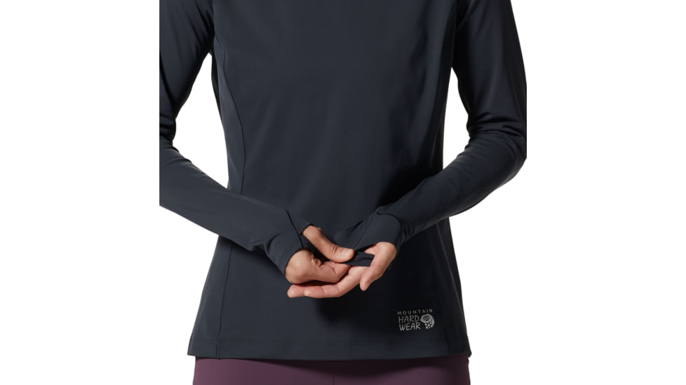 Mountain Hardwear Stretch Long Sleeve Crew Top - Womens, Black, Extra Large, 1942561090-XL