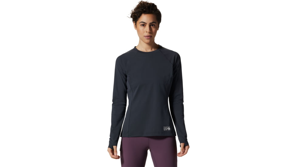 Mountain Hardwear Stretch Long Sleeve Crew Top - Womens, Black, Extra Large, 1942561090-XL