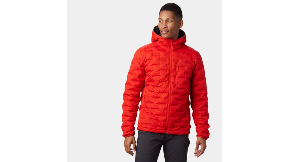 Mountain Hardwear StretchDown DS Hooded Jacket, Fiery Red, L, 1732001636-L