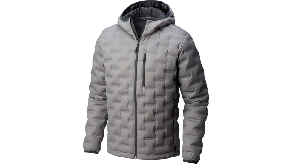 Mountain Hardwear StretchDown DS Hooded Jacket, Manta Grey, L, 1732001073-L
