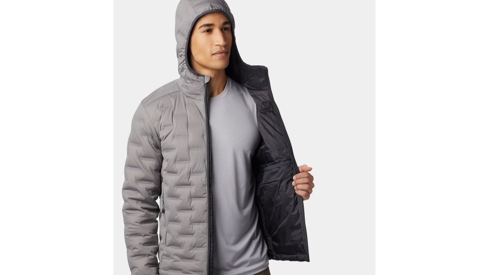 Mountain Hardwear StretchDown DS Hooded Jacket, Manta Grey, M, 1732001073-M