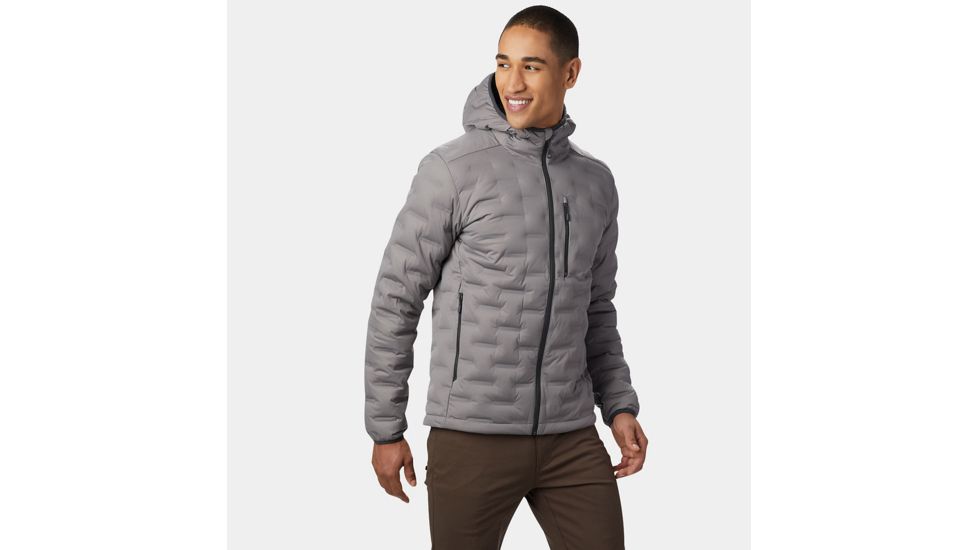Mountain Hardwear StretchDown DS Hooded Jacket, Manta Grey, M, 1732001073-M