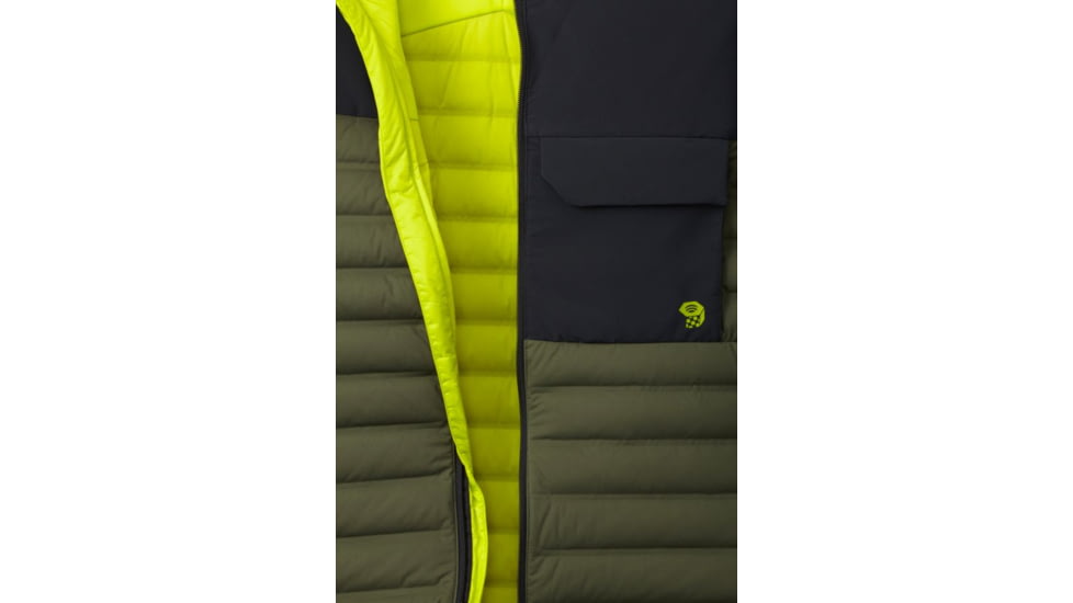 Mountain Hardwear StretchDown HD Hooded Jacket - Men's, Surplus Green, Black, M 1732011347-M