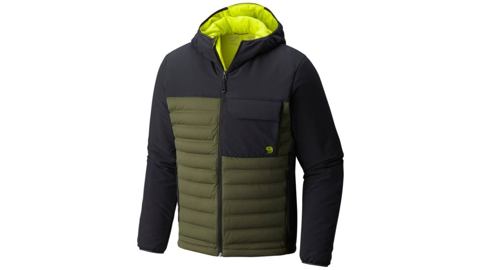 Mountain Hardwear StretchDown HD Hooded Jacket - Men's, Surplus Green, Black, M 1732011347-M
