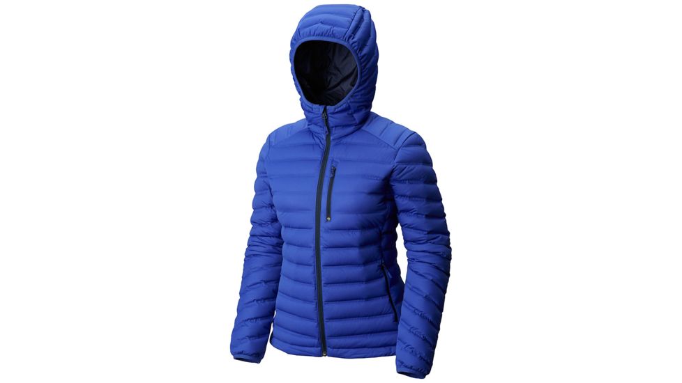 Mountain Hardwear StretchDown Hooded Jacket, Blue Print, XS, 1756301516-XS