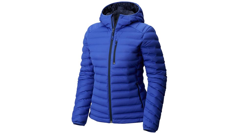 Mountain Hardwear StretchDown Hooded Jacket, Blue Print, XS, 1756301516-XS