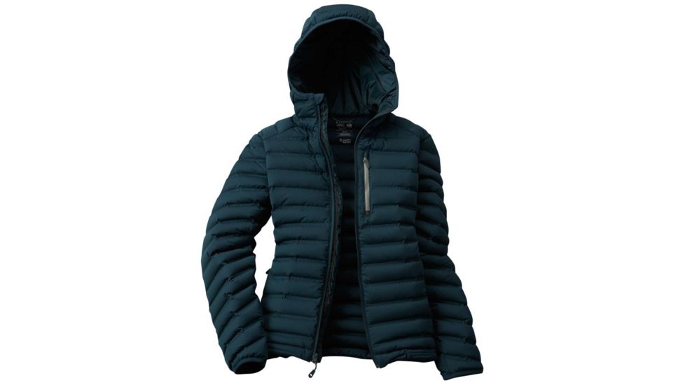 Mountain Hardwear StretchDown Hooded Jacket - Women's, Blue Spruce, XL 1756301310-XL