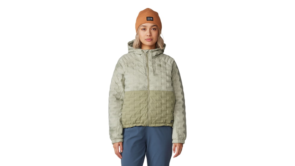 Mountain Hardwear Stretchdown Light Full Zip Hoody - Women's, White Sage Vapors Print, Mantis Green, Large, 2077681341-L