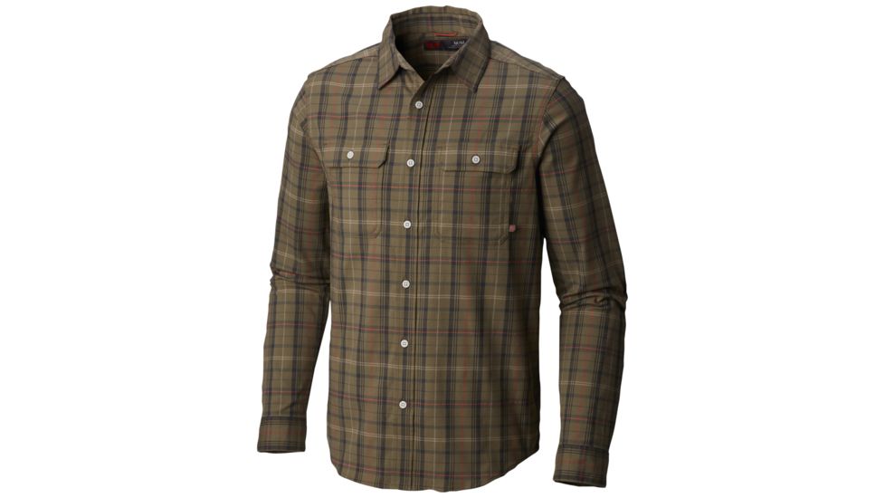 Mountain Hardwear Stretchstone Long Sleeve Flannel Shirt - Mens, Darklands, Extra Large, 1677161925-XL