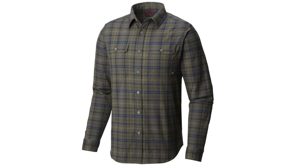 Mountain Hardwear Stretchstone Long Sleeve Flannel Shirt - Mens, Peatmoss, Small, 1677161213-S