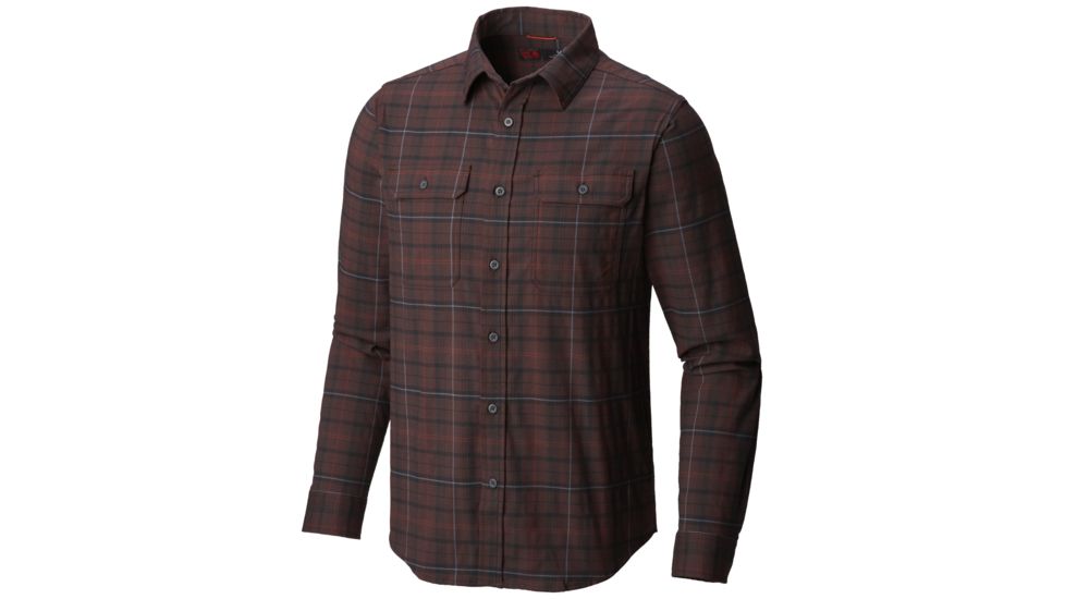 Mountain Hardwear Stretchstone Long Sleeve Flannel Shirt - Mens, Woodsmoke, Large, 1677161266-L