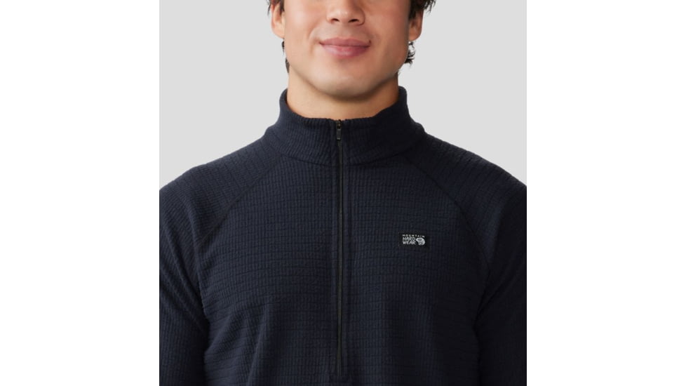 Mountain Hardwear Summit Grid 1/2 Zip Hoody - Mens, Black, Extra Large, 2050331010-XL