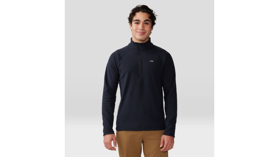 Mountain Hardwear Summit Grid 1/2 Zip Hoody - Mens, Black, Extra Large, 2050331010-XL