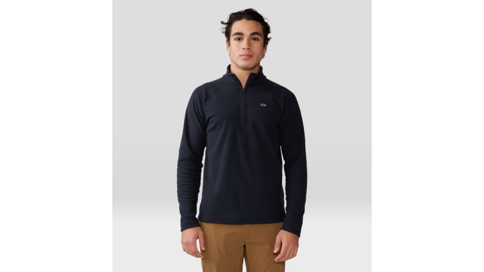 Mountain Hardwear Summit Grid 1/2 Zip Hoody - Mens, Black, Extra Large, 2050331010-XL