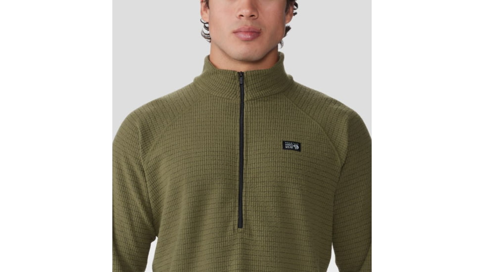 Mountain Hardwear Summit Grid 1/2 Zip Hoody - Mens, Combat Green, Extra Large, 2050331353-XL