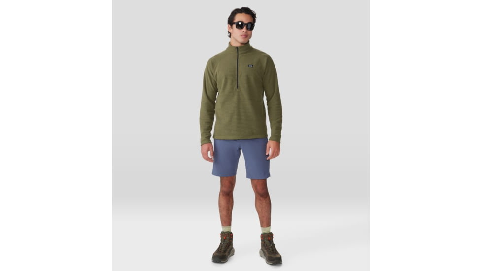 Mountain Hardwear Summit Grid 1/2 Zip Hoody - Mens, Combat Green, Extra Large, 2050331353-XL