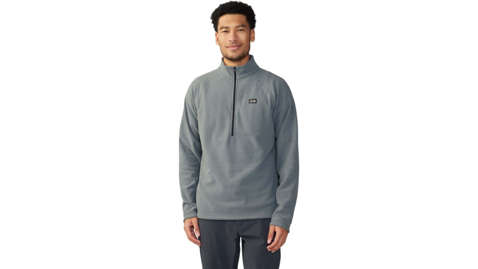 Mountain Hardwear Summit Grid 1/2 Zip Hoody - Mens, Foil Grey, Large, 2050331056-Foil Grey-L