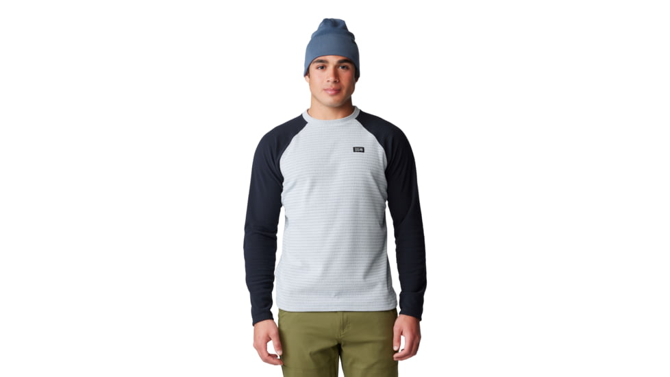 Mountain Hardwear Summit Grid Long Sleeve Crew - Men's, Glacial/Black, Large, 2042511098-L