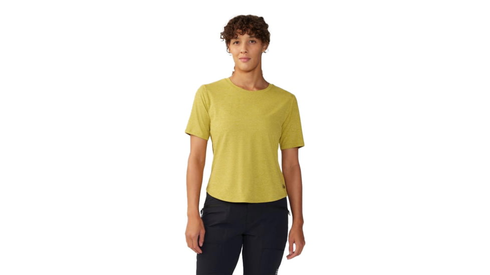 Mountain Hardwear Sunblocker Short Sleeve Shirt - Womens, Bright Olive Heather, Large, 2067781351-L