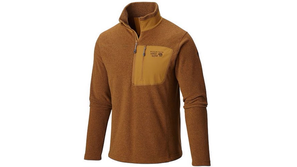Mountain Hardwear Toasty Twill Fleece Half Zip - Men's-Golden Brown-Clearance-Small