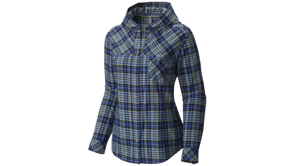 Mountain Hardwear Tohoma Hooded Flannel Long Sleeve Shirt - Womens-Bright Bluet-Large