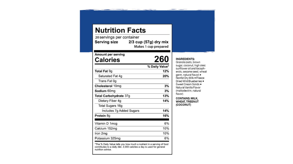 Mountain House Granola with Milk &amp; Blueberries, 20 Servings, 30450
