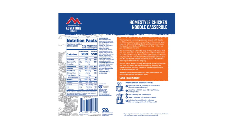 Mountain House Homestyle Chicken Noodle Casserole, 2 Servings, 55161