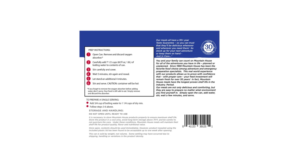 Mountain House Lasagna with Meat Sauce, 9 Servings, 30125