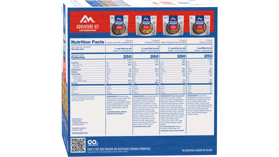 Mountain House Adventure Weekender Kit Can Pouches Total/Kit