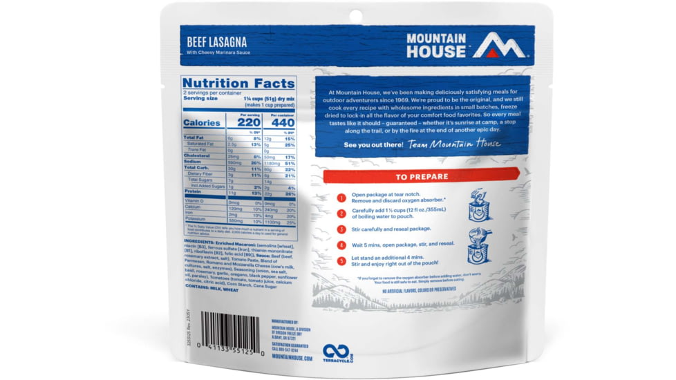 Mountain House Lasagna with Meat Sauce Pouch