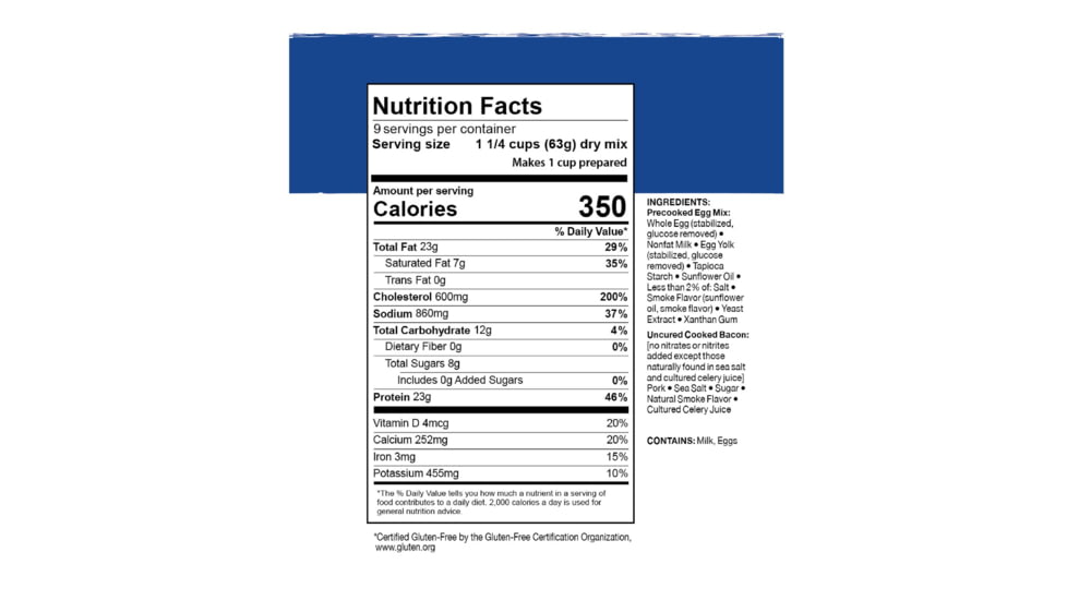 Mountain House Scrambled Eggs with Bacon, 9 Servings, 30457
