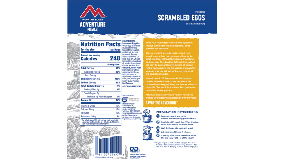 Mountain House Scrambled Eggs with Ham &amp; Peppers - Pouch, 1 Serving, 55455