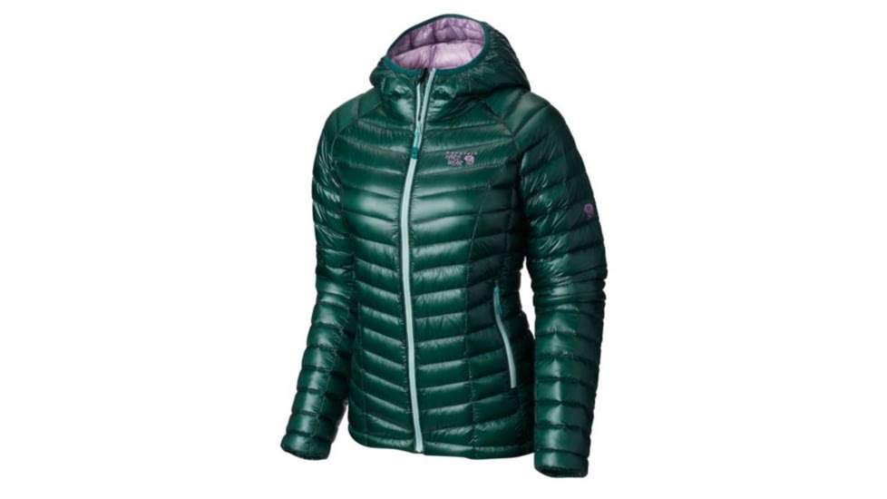 Mountain Hardwear Ghost Whisperer Hooded Down Jacket - Womens-Botanical Garden-Phantom Purple-Large mth0795-Botanical Garden/Phantom Purple-Large