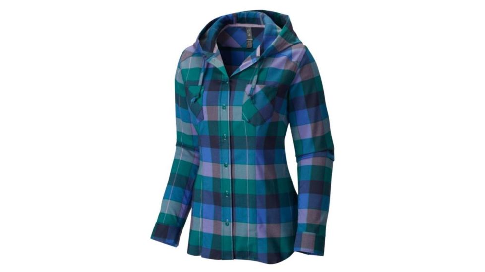 Mountain Hardwear Stretchstone Flannel Hooded Shirt - Womens-Botanical Garden-X-Small mth0791-Botanical Garden-X-Small