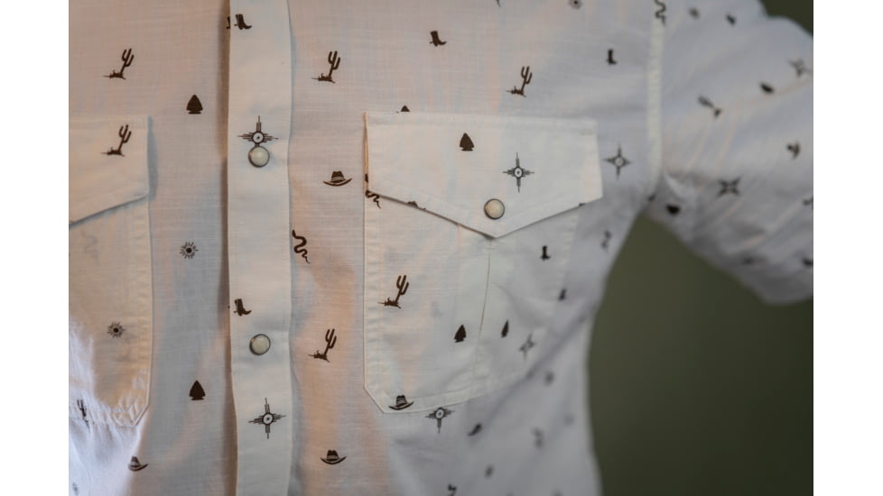 Mountain Khakis Rodeo Printed Short Sleeve Woven Shirt Classic Fit - Mens, Parchment, L, O84102PARCHMENTL