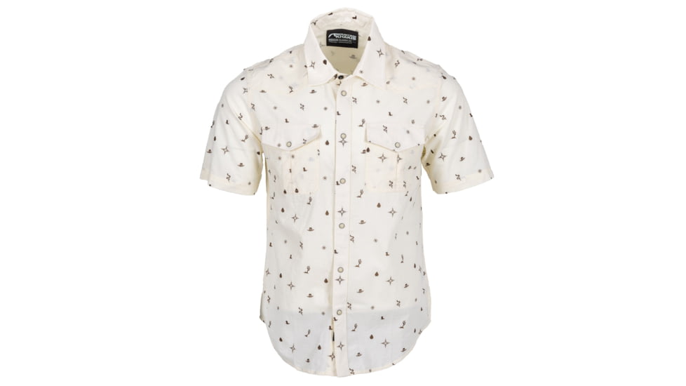 Mountain Khakis Rodeo Printed Short Sleeve Woven Shirt Classic Fit - Mens, Parchment, L, O84102PARCHMENTL