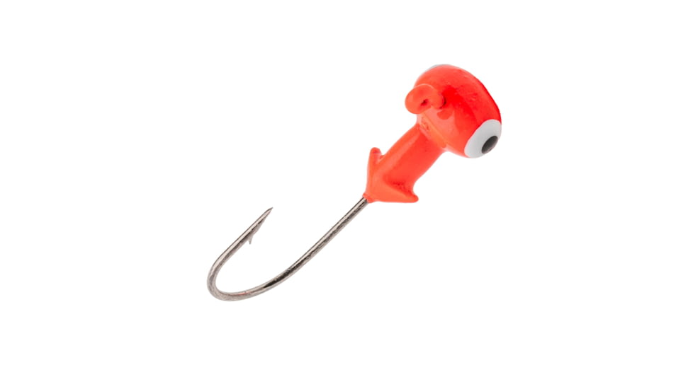 Strike King Mr. Crappie Sausage Head Jighead, Unique Wide Head Shape, Number 6 Hook, 1/16oz, 6-Pack, Flo Red, MRCSHJH116-578