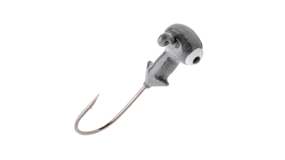 Strike King Mr. Crappie Sausage Head Jighead, Unique Wide Head Shape, Number 2 Hook, 1/8oz, 6-Pack, Gray, MRCSHJH18-647