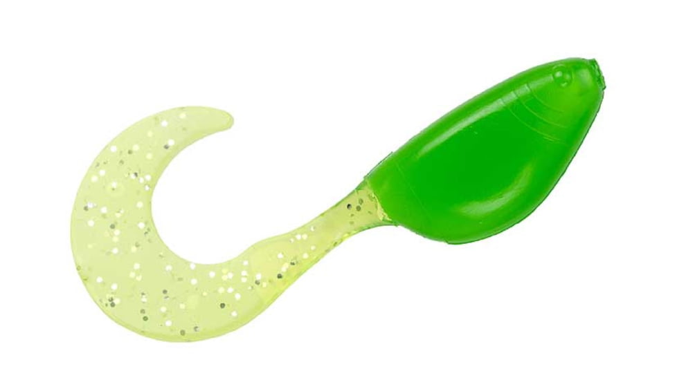 Mr. Crappie by Strike King Shadpole Curlytail, Soft Plastic Curly Tail Grub, Electric Lime, 2in, 15-Pack, MRCSPCT-192, MRCSPCT-192