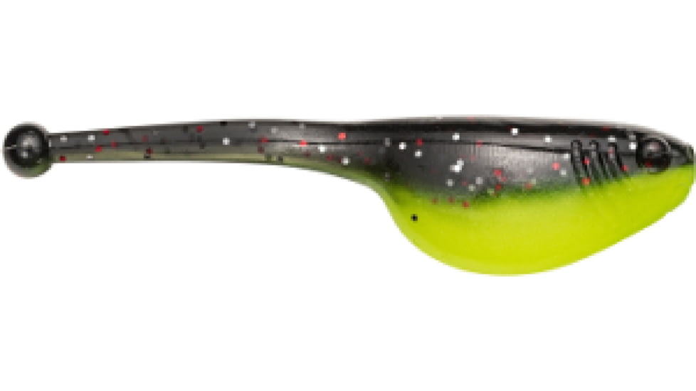 Mr. Crappie Shadpole Glo Soft Bait, Tuxedo Black/Chartreuse Glow, 2in, MRCSP-183G
