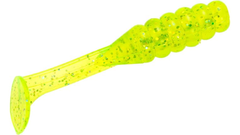 Mr. Crappie by Strike King Slabalicious, Soft Plastic Paddle Tail Grub Fishing Lure, Chartreuse Shiner, 2in, 15-Pack, MRCSLC-195, MRCSLC-195