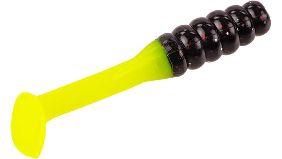 Mr. Crappie by Strike King Slabalicious, Soft Plastic Paddle Tail Grub Fishing Lure, Tuxedo Black Chartreuse, 2in, 15-Pack, MRCSLC-183, MRCSLC-183