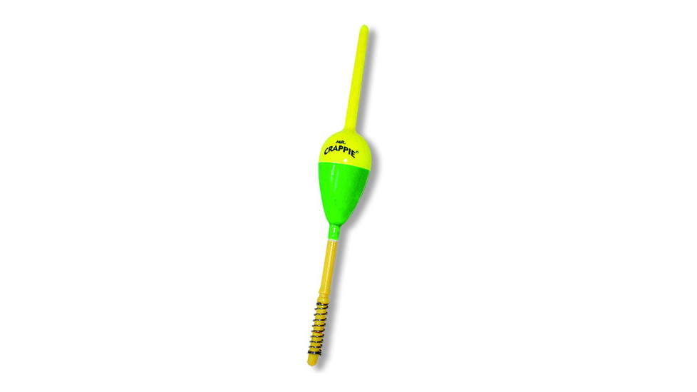 Mr. Crappie Spring Thang Balsa Spring Oval Floats, 36 Pack, Yellow/Green, 1in, 490-SS-36YG